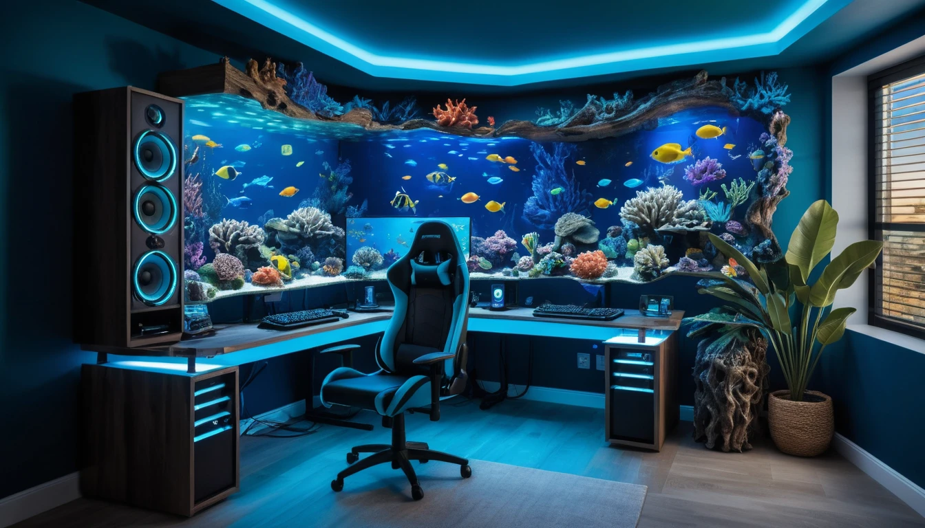 underwater themed gaming bedroom